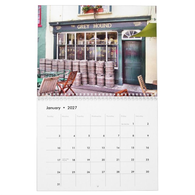 Pubs av den Irland kalendern Kalender (Jan 2027)