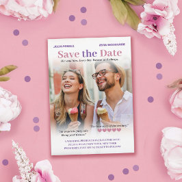 Puce & Lavender Romcom Poster Spara fotodatum Datumet