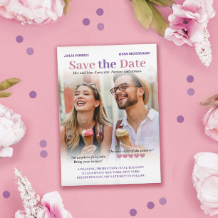 Puce & Lavender Romcom Poster Spara fotodatum Datumet