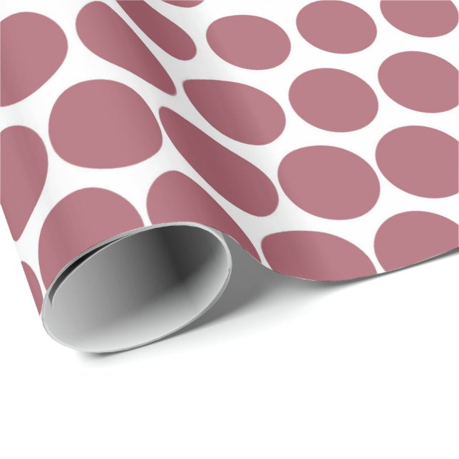 Puce Polka Dot Modern White Presentpapper (Rullad Hörn)