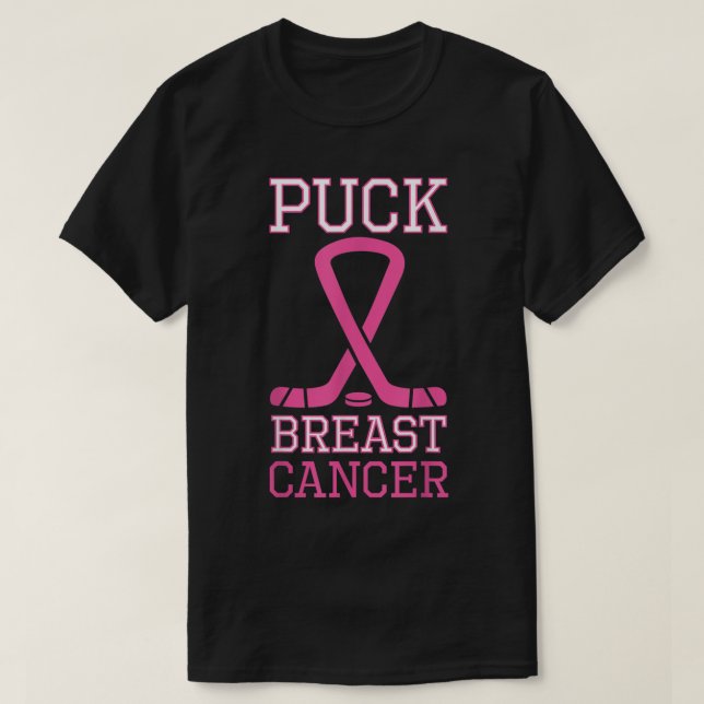 Puck Breast Cancer Pink Ribbon Ice Hockey Breast C T Shirt (Design framsida)