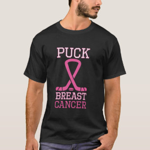 Puck Breast Cancer Pink Ribbon Ice Hockey Cancer T Shirt