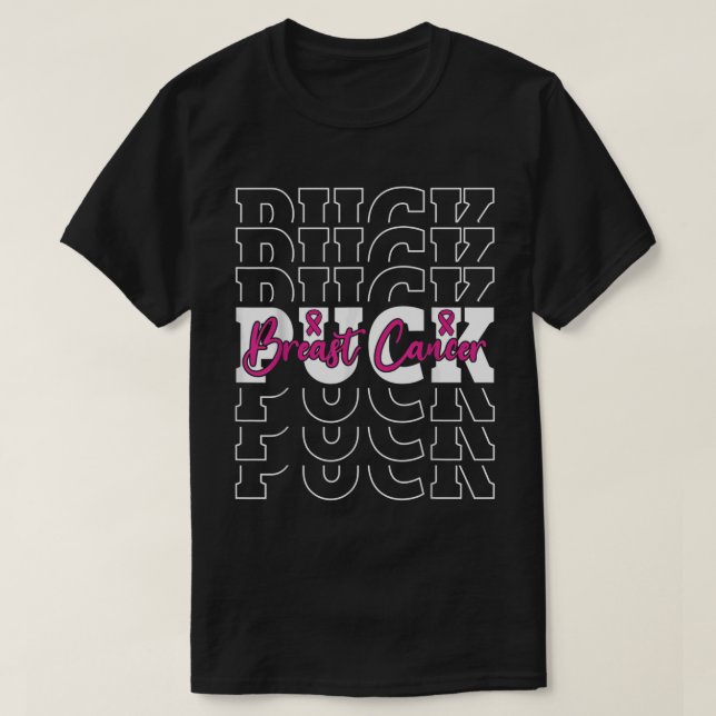 Puck Breast Cancer Rosa hockey stick För manar Kvi T Shirt (Design framsida)