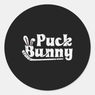 Puck Bunny Ice Hockey Stick Cute Player Manar Wome Runt Klistermärke