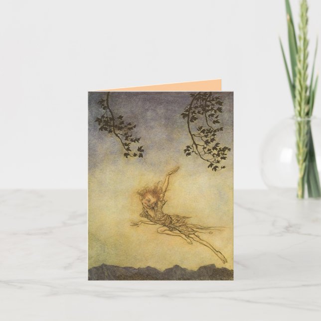 Puck, en sprite- anteckningskort Arthur Rackham (Framsida)