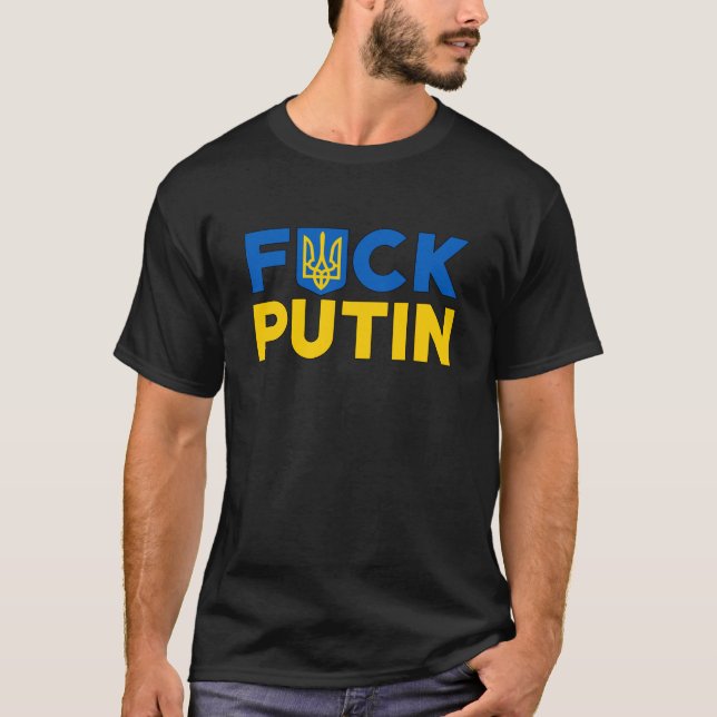 Puck Futin anti Putin Ukraina Ukraina flagga T Shirt (Framsida)