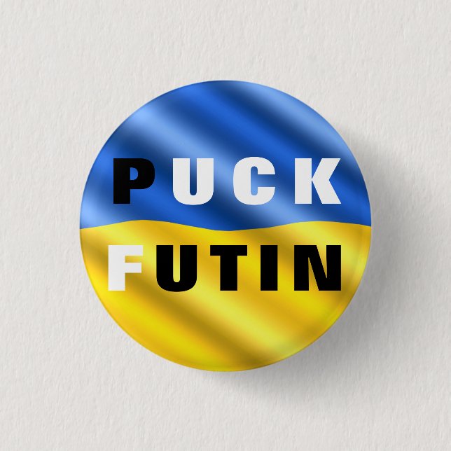 Puck Futin Button Ukrainas Flagga Support Ukraina Knapp (Framsida)