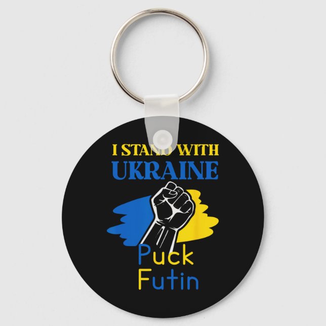 Puck Futin jag står med Ukraina  Nyckelring (Framsida)