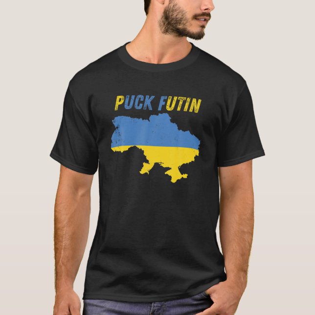 Puck Futin Meme Ukraina Flagga Emblem Karta Patrio T Shirt (Framsida)