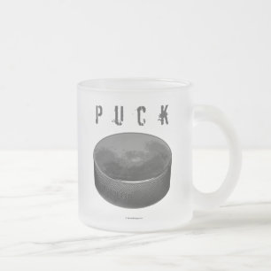 PUCK (Hockey) Frosted Glass Coffee Mugg
