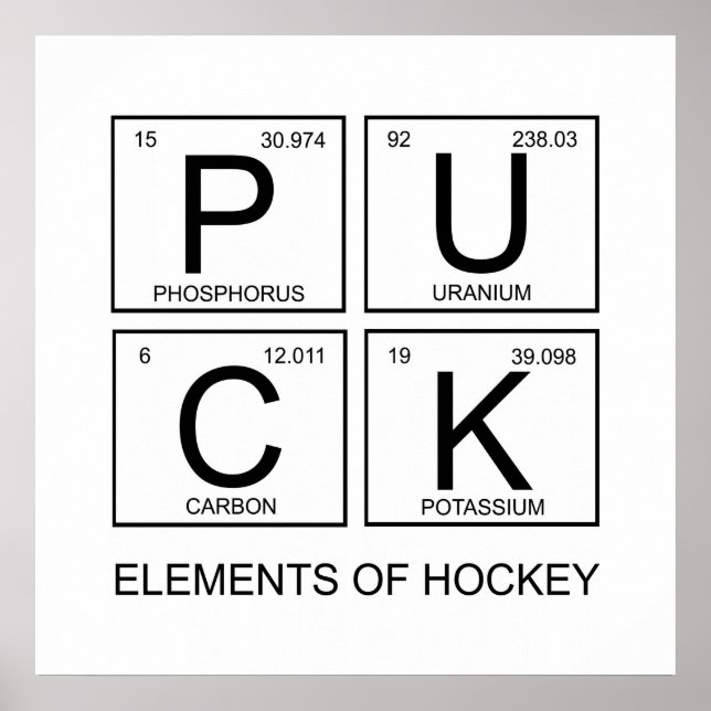 PUCK Inslag of Hockey Periodic Bord Poster (Framsidan)