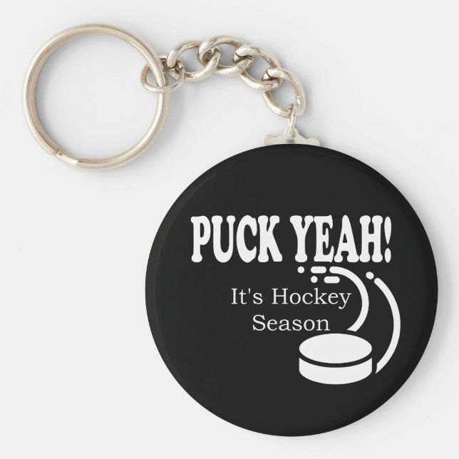 Puck Ja, det är Hockey Season Nyckelring (Framsidan)