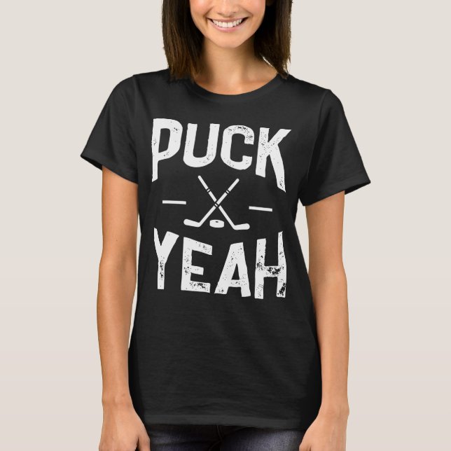 Puck Ja Ice Hockey T-Shirt Hockey Player Fläkt Gif (Framsida)