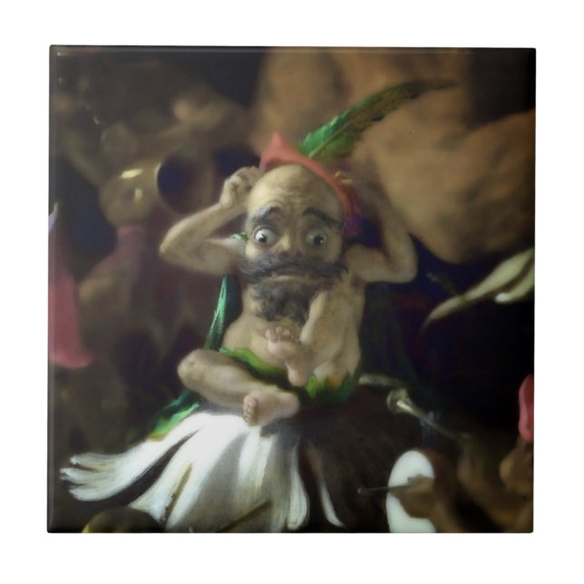 Puck och Älvor (detaljer) Kakelplatta (Framsidan)