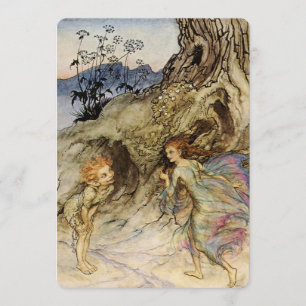 “Puck och en fe” Akvarell av Arthur Rackham Inbjudningar
