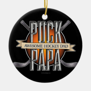 Puck Pappa (Hockey Pappa) Julgransprydnad Keramik