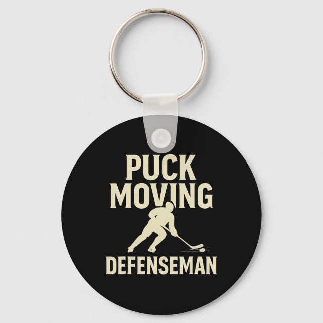Puck rör sig försvarsspelare Hockeyspelare Försvar Nyckelring (Framsida)