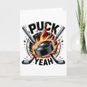 Puck Yeah Roligt Hockey Pappa Mamma Ishockeyspelar Kort