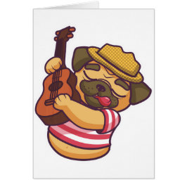 puckel som spelar gitarr hälsningskort