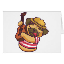 puckel som spelar gitarr hälsningskort