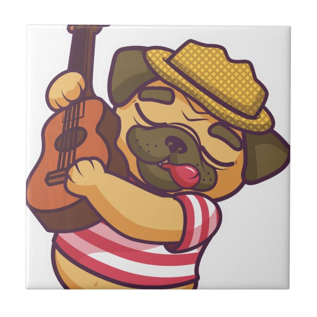 puckel som spelar gitarr kakelplatta (Framsidan)