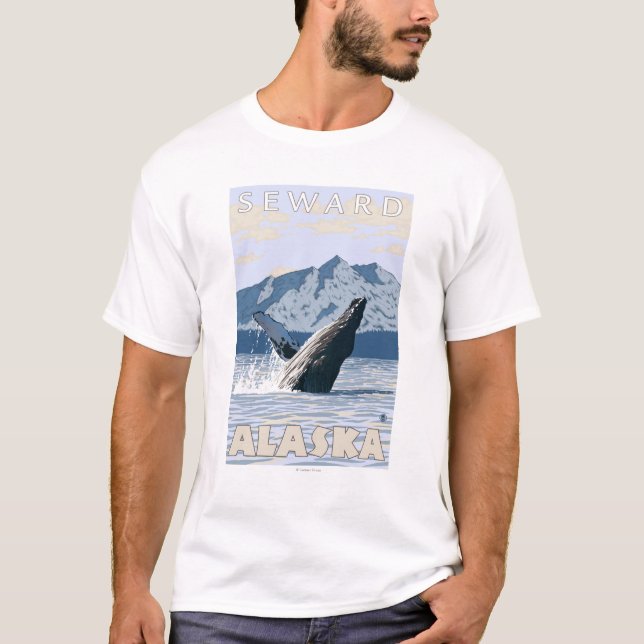 Puckelryggval - Seward, Alaska T-shirt (Framsida)
