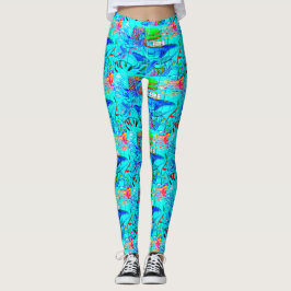 puckelryggval som simmar blått leggings
