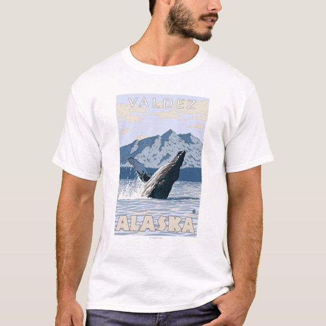 Puckelryggval - Valdez, Alaska Tee Shirt (Framsida)