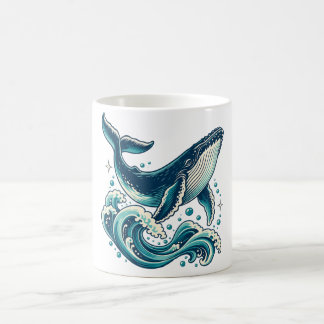 Puckelval med turkos oceanvågor kaffemugg