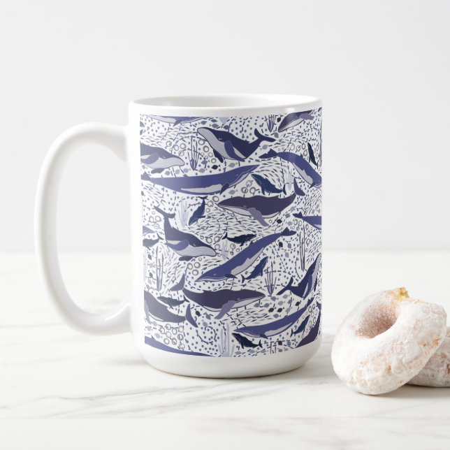 Puckelval och fenvalar kaffemugg (Med munk)