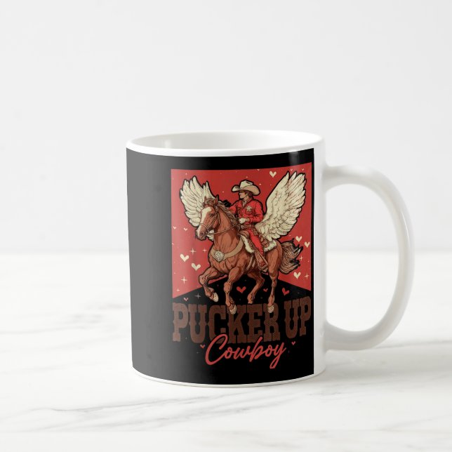 Pucker Up Cowboy Funny Western Valentines  Kaffemugg (Höger)