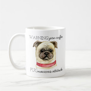 Puckig attityd före kaffet med Pug Kaffemugg