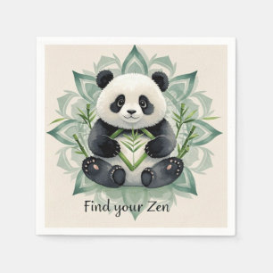 Puddig panda som sitter i lotusposition Zen Pappersservett