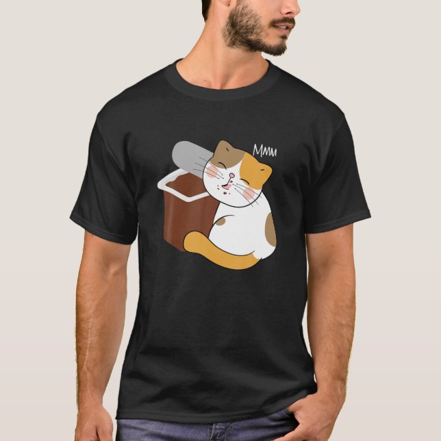 Pudding Älskare Kawaii Cat Chocolate Pudding Älska T Shirt (Framsida)