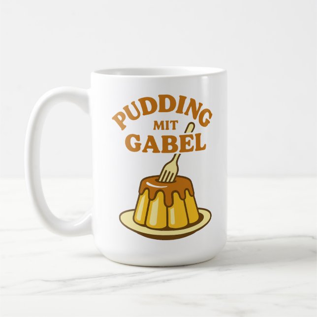 Pudding med gaffel rolig design kaffemugg (Vänster)