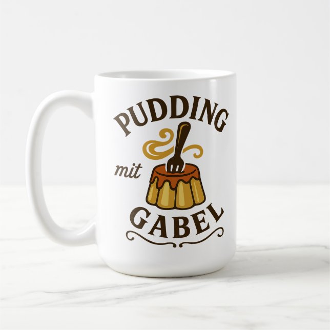 Pudding med gaffel rolig design kaffemugg (Vänster)