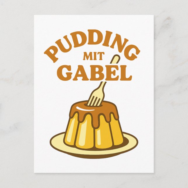 Pudding med gaffel rolig design vykort (Framsida)
