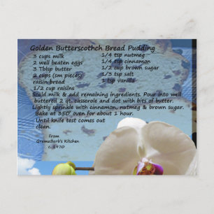 Pudding Recipe för Golden Butterscotch Bread Vykort