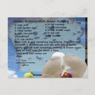Pudding Recipe för Golden Butterscotch Bread Vykort