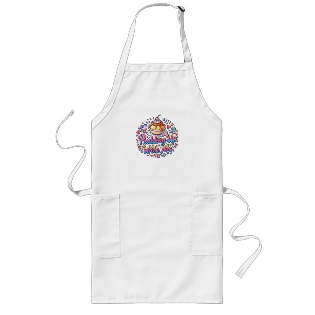 Pudding Up With Me – Söt PannkaksT-Shirt Långt Förkläde (Framsidan)