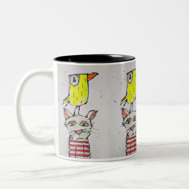 Puddy Cat & Canary 11 oz Mug Två-Tonad Mugg (Vänster)