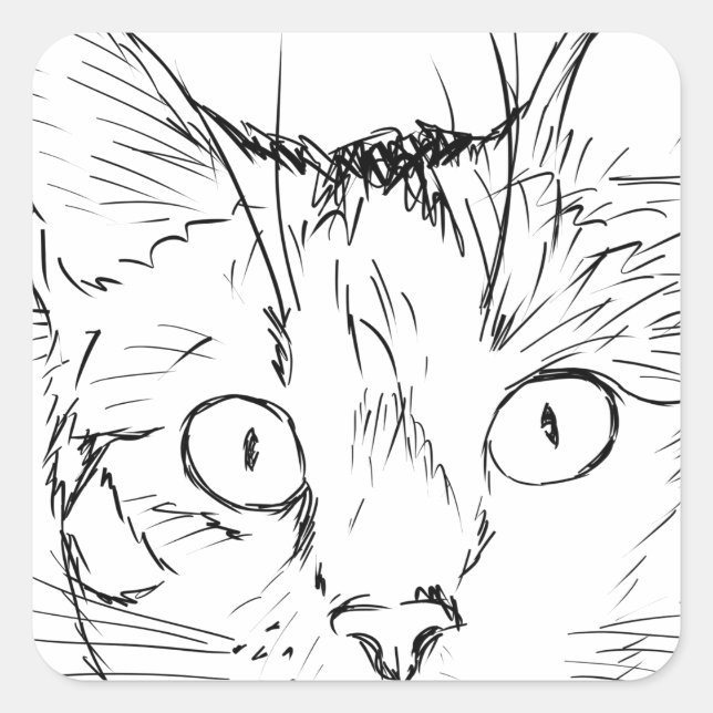 Puddy Cat Fyrkantigt Klistermärke (Framsida)