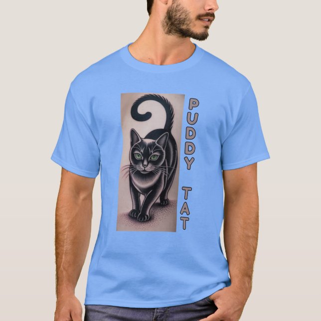 Puddy Tat – Katt Tatuering T Shirt (Framsida)