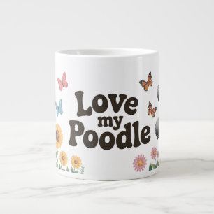 Pudel Älskare design med solblommor Jumbo Mugg
