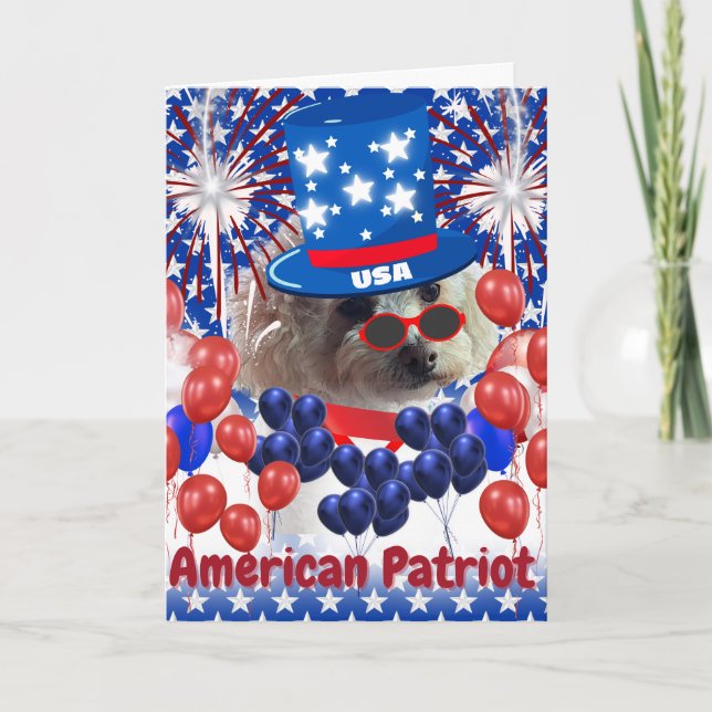 Pudel American Patriot Greeting Card Kort (Framsida)