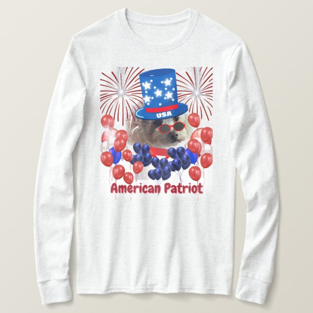 Pudel American Patriot Långärmad T-Shirt (Design framsida)