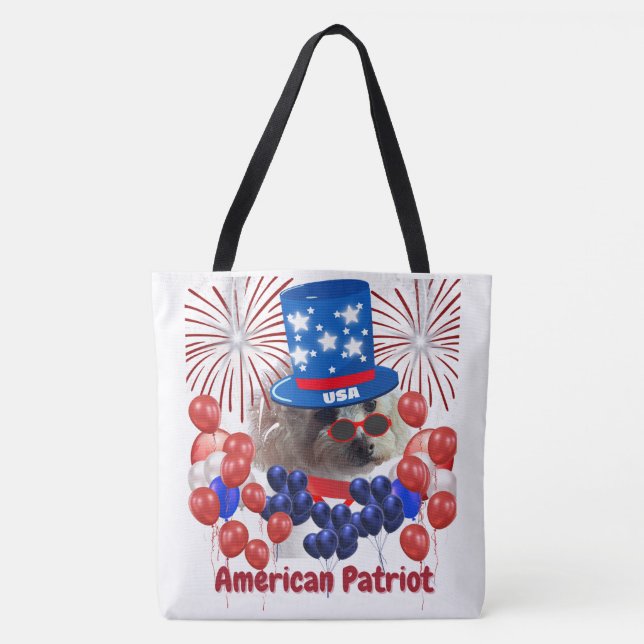Pudel American Patriot Tote Bag Tygkasse (Framsida)