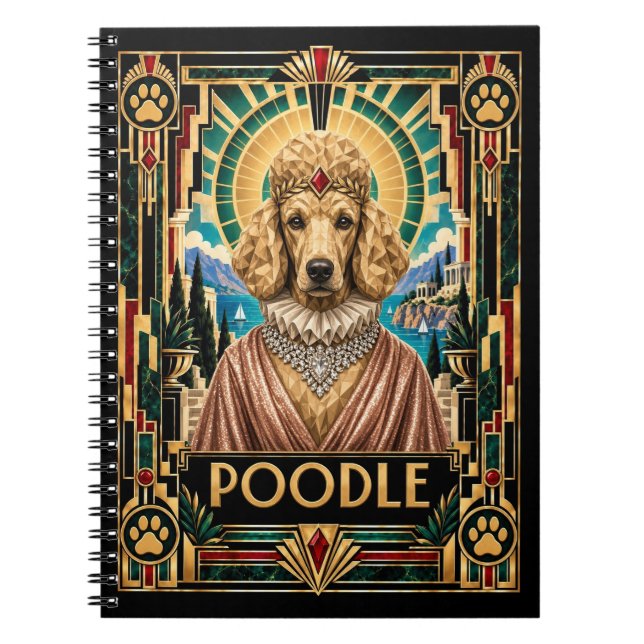 Pudel, Art Deco Hund Anteckningsbok (Framsidan)