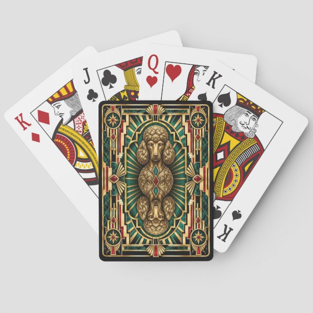 Pudel, Art Deco Hund Casinokort (Baksidan)
