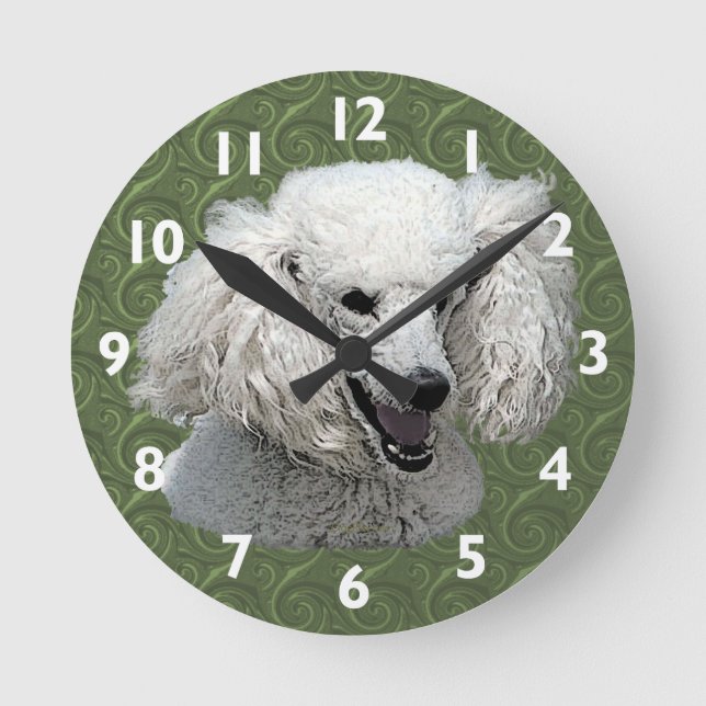 Pudel Art Wall Clock Rund Klocka (Framsida)
